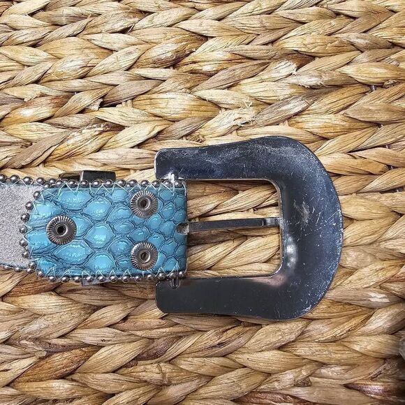 Women\'s Western Cowgirl Alligator Rhinestone Studded Leather Belt Size M/L main image 6